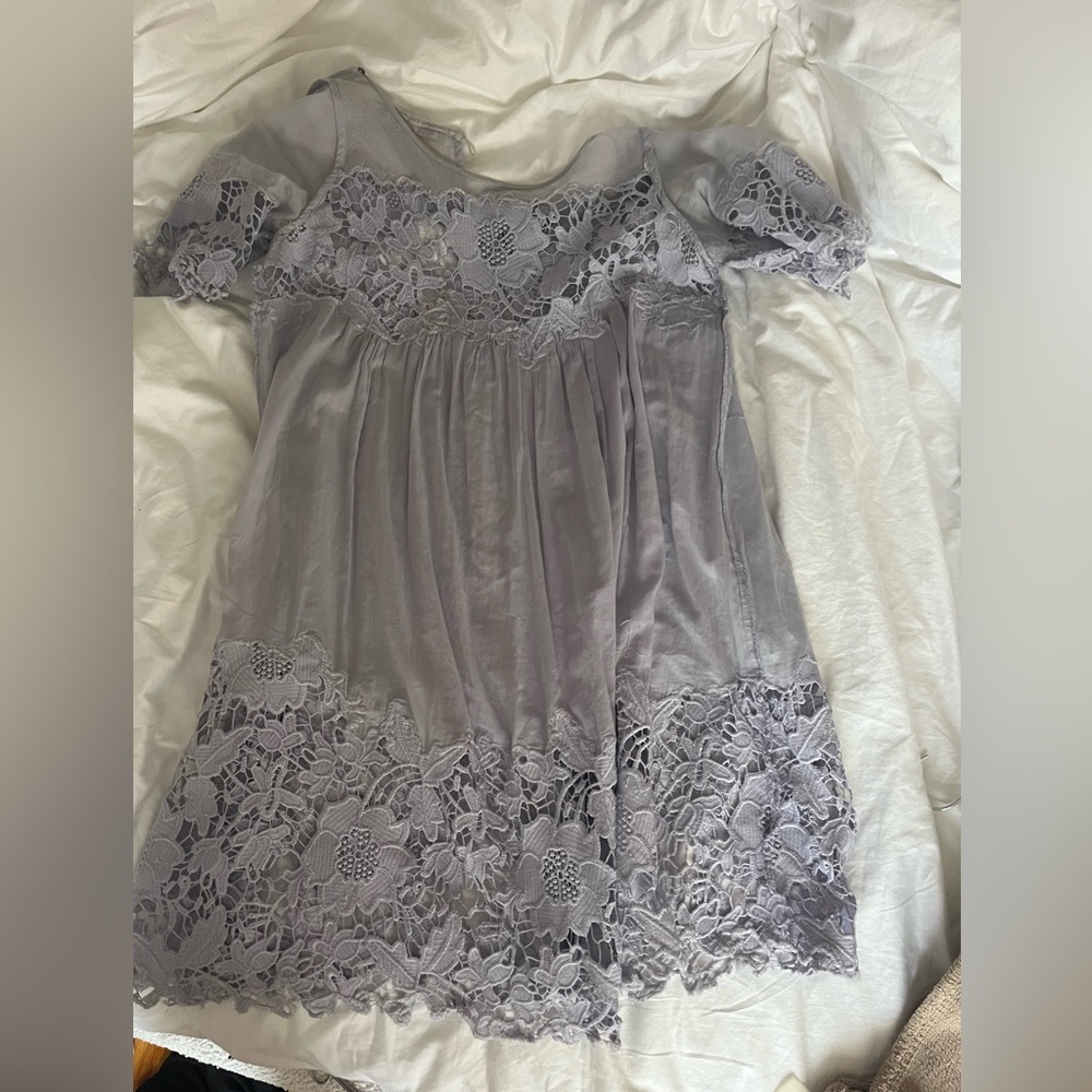 Anthropologie lace blue babydoll dress